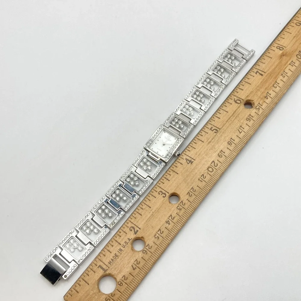 Victoria Wieck Women's Watch Silver Tone Floating Crystals New Battery 6.75